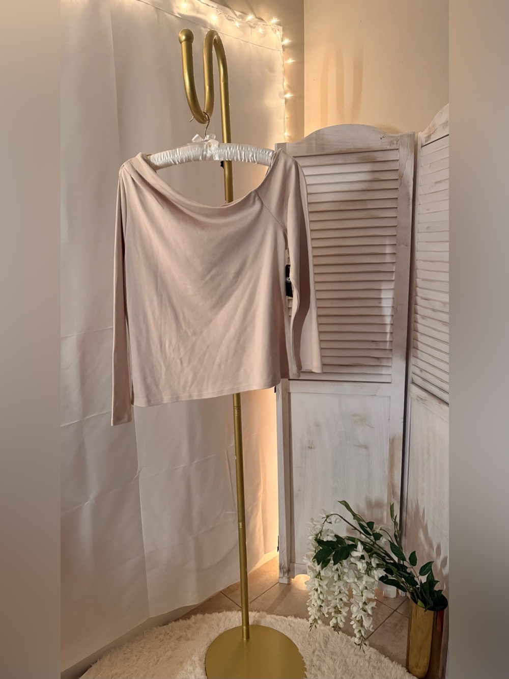 INC International Concepts XL Blush Draped Neck Long-Sleeve Top